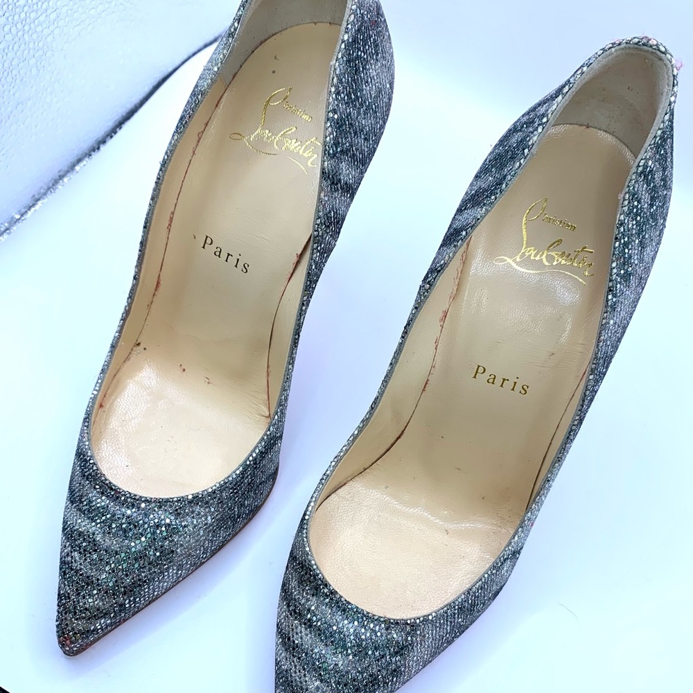 Christian Louboutin Pigalle Follies 100 Glitter Sirene High Heels S 37 - Picture 8 of 15